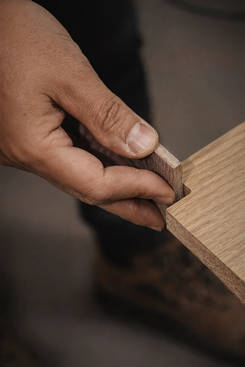 Hand-finishing detail of solid hardwood cabinetry by Gepetto Ébénisterie, Montréal